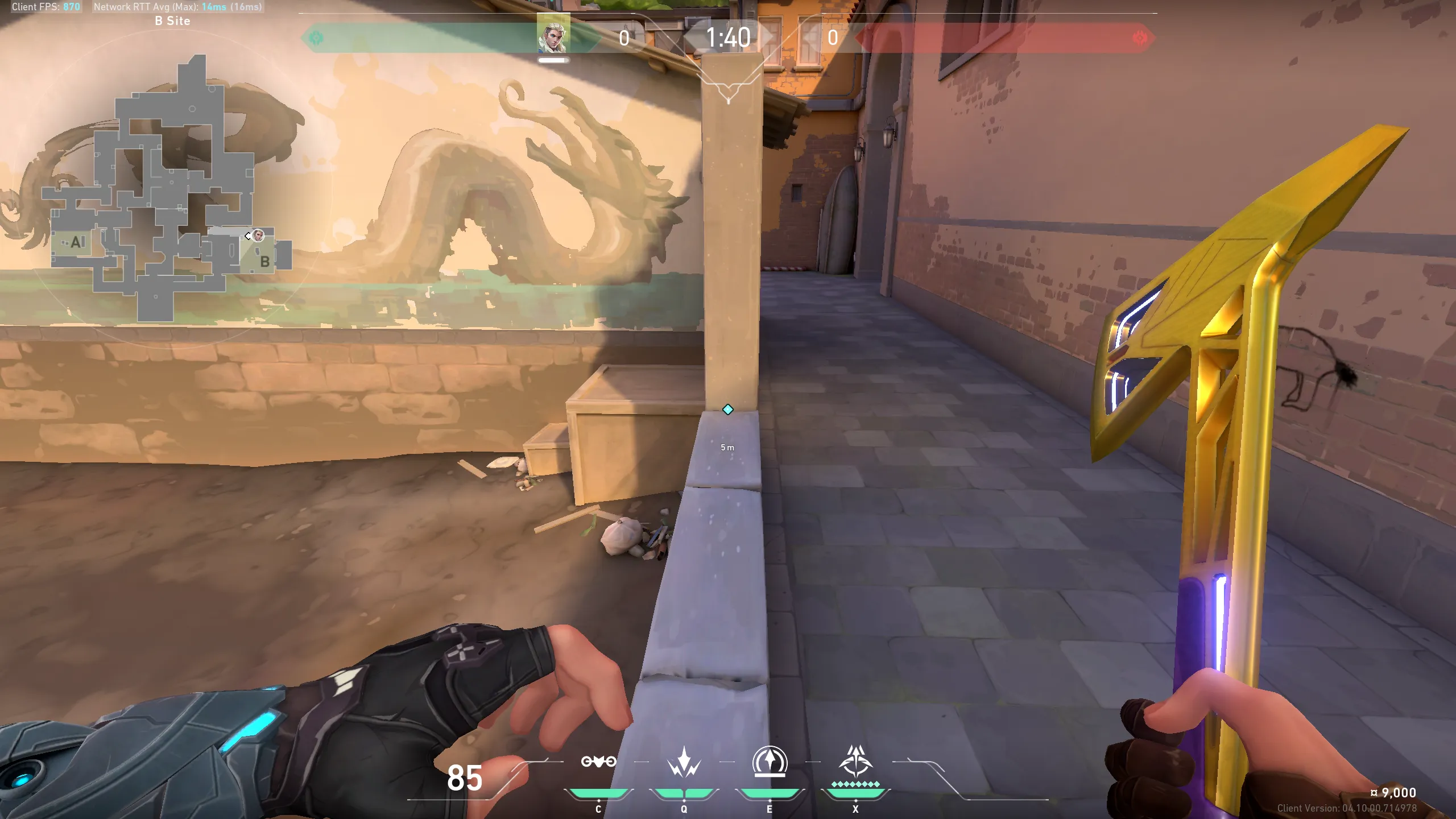 Sova Recon Bolt on Ascent Defense Site B — step 1 of 3: Position — where to stand