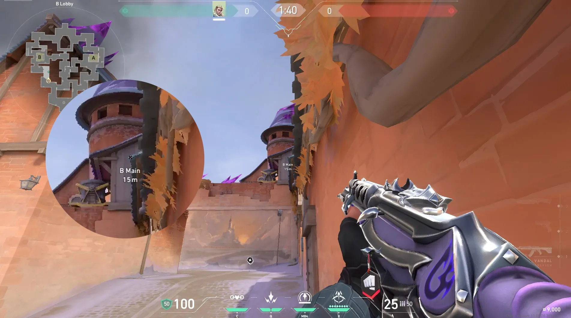 Sova Recon Bolt on Corrode Attack Site B — step 2 of 5: Aim — line up the shot