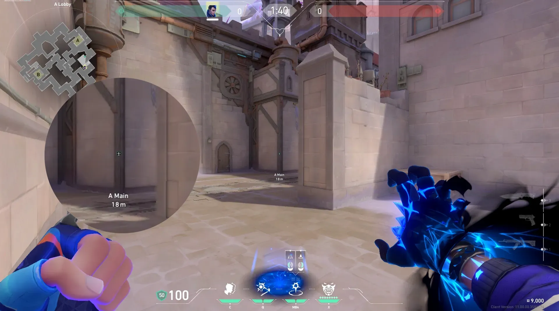 Yoru Gatecrash on Corrode Attack Site A — step 2 of 4: Aim — line up the shot