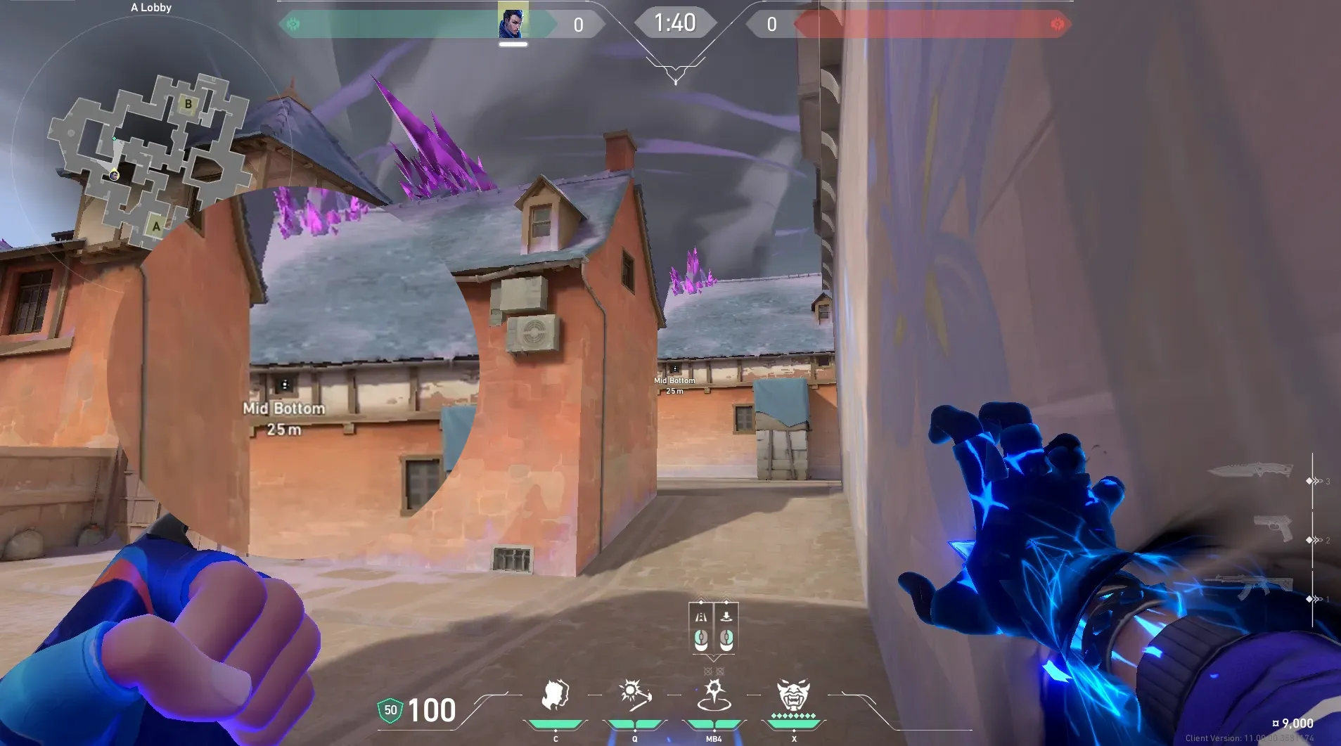 Yoru Gatecrash on Corrode Attack Site B — step 2 of 4: Aim — line up the shot