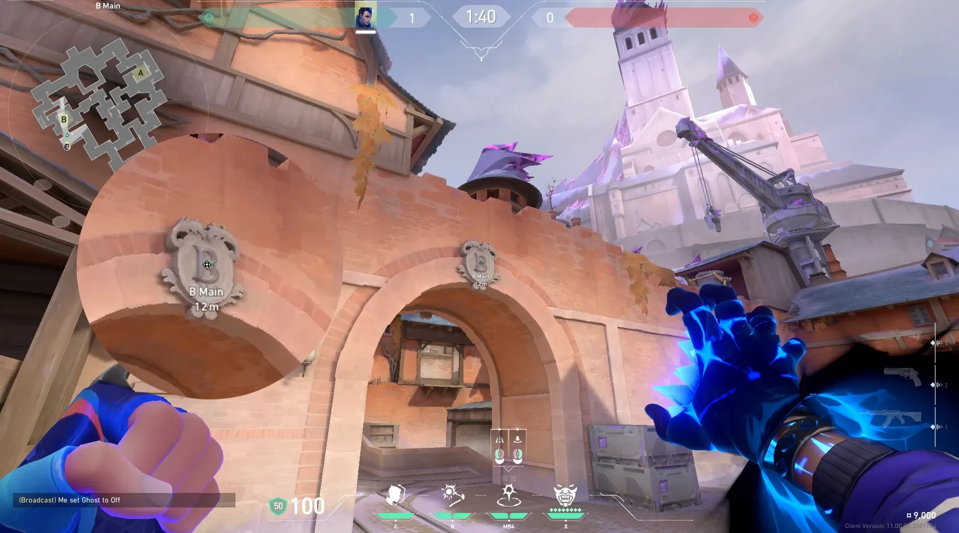 Yoru Gatecrash on Corrode Attack Site B — step 3 of 4: Aim — line up the shot