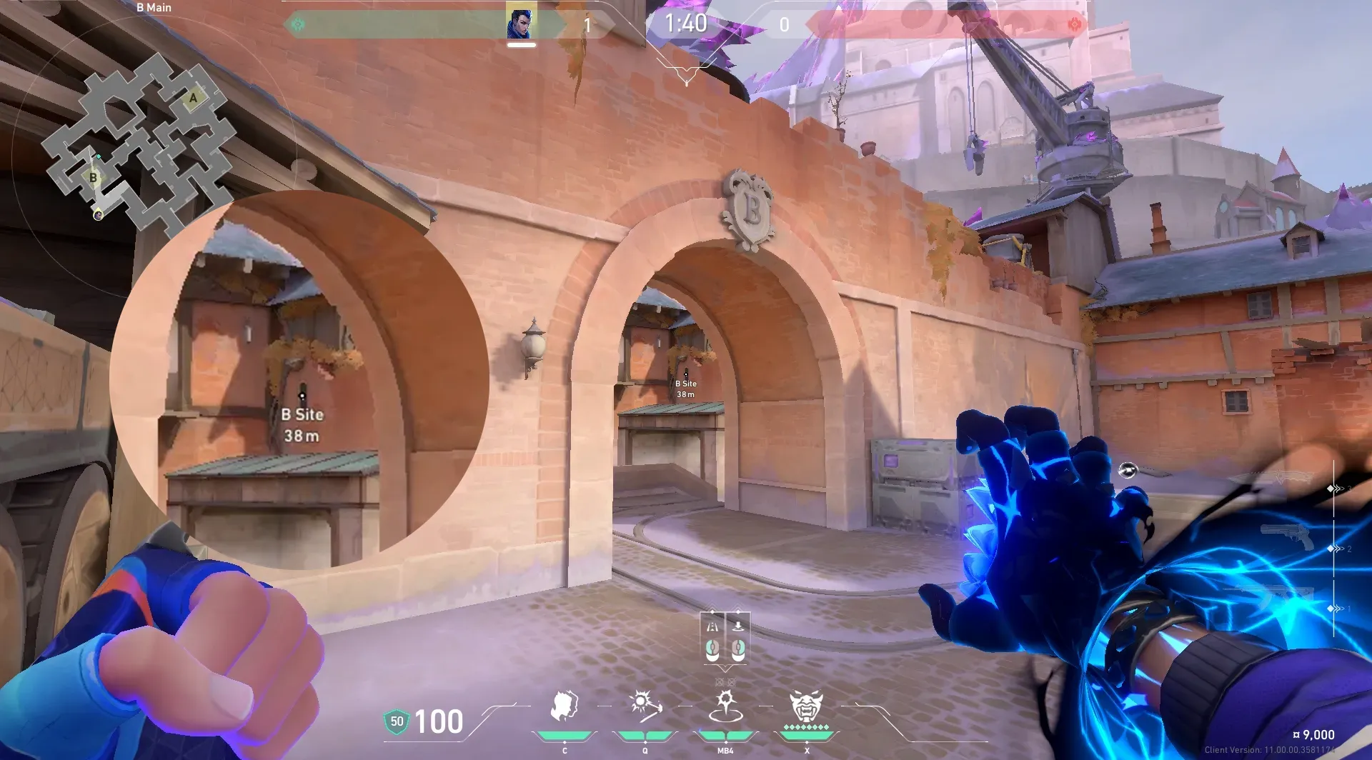 Yoru Gatecrash on Corrode Attack Site B — step 3 of 5: Aim — line up the shot