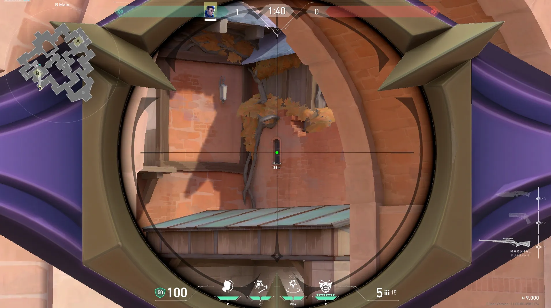 Yoru Gatecrash on Corrode Attack Site B — step 4 of 5: Aim — line up the shot