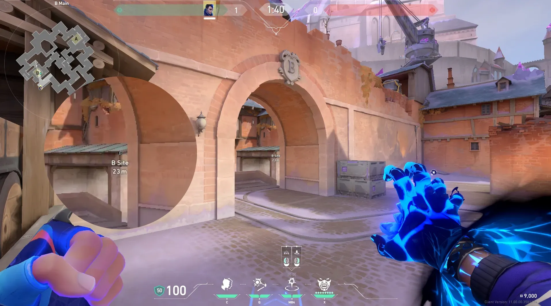 Yoru Gatecrash on Corrode Attack Site B — step 3 of 5: Aim — line up the shot