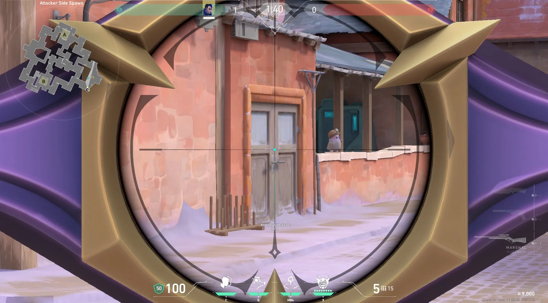 Yoru Gatecrash on Corrode Attack Site A — step 3 of 4: Aim — line up the shot