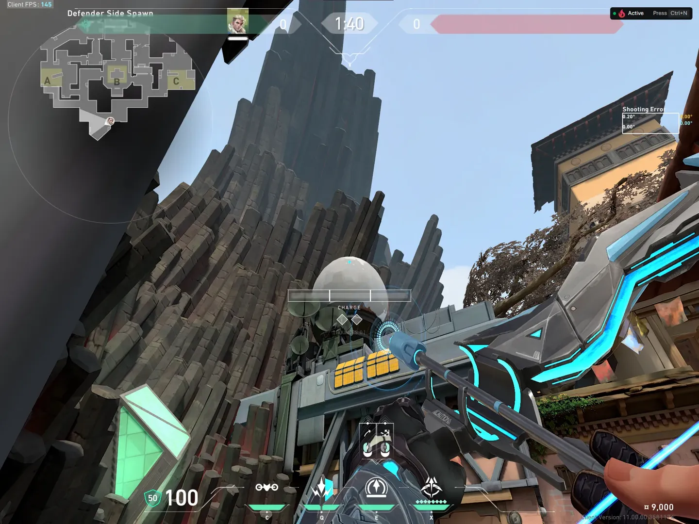 Sova Shock Bolt on Haven Defense Site C — step 2 of 3: Aim — line up the shot