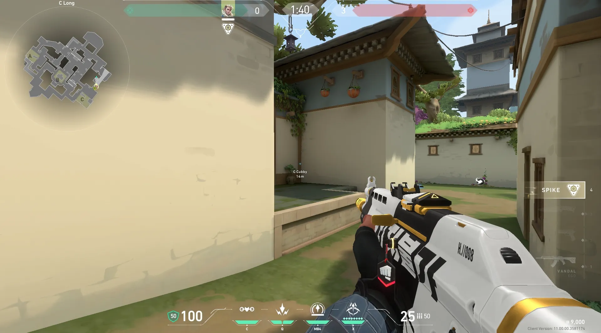 Sova Shock Bolt on Haven Attack Site C — step 1 of 4: Position — where to stand