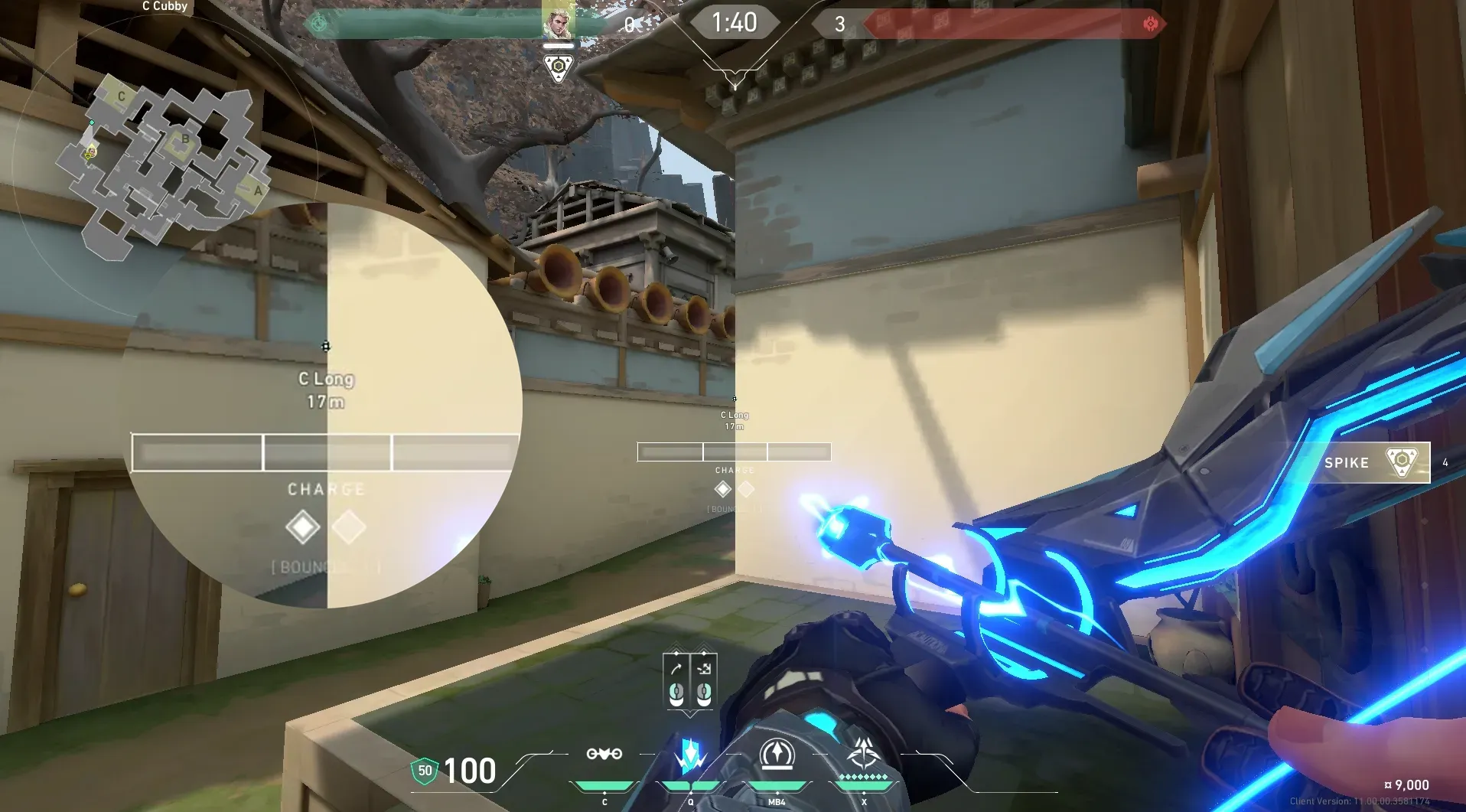Sova Shock Bolt on Haven Attack Site C — step 2 of 4: Aim — line up the shot