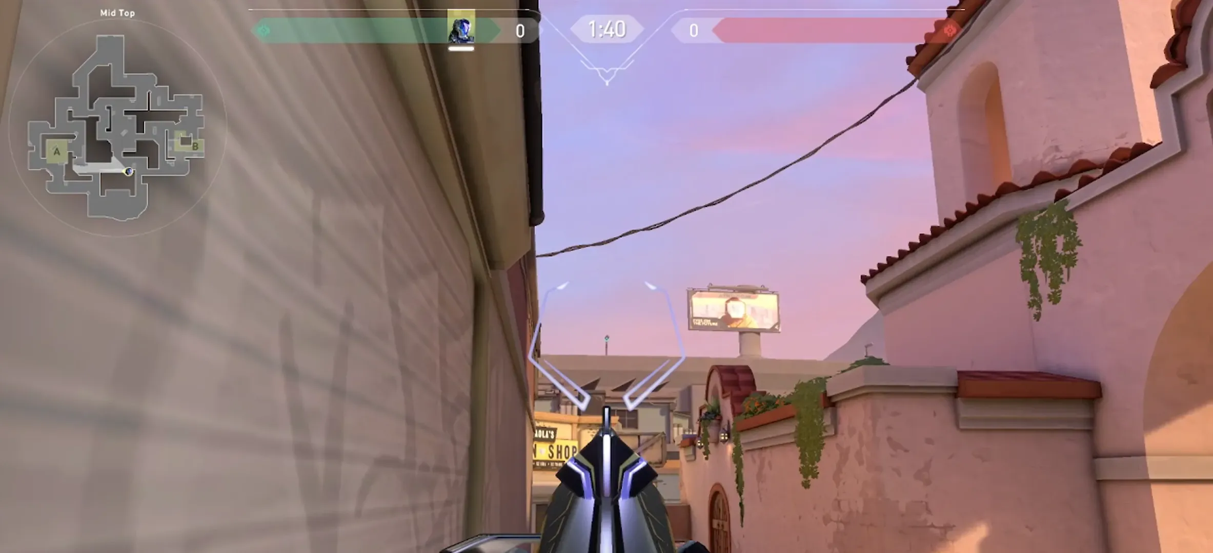 KAY/O Zero_Point on Sunset Defense Site A — step 2 of 3: Aim — line up the shot