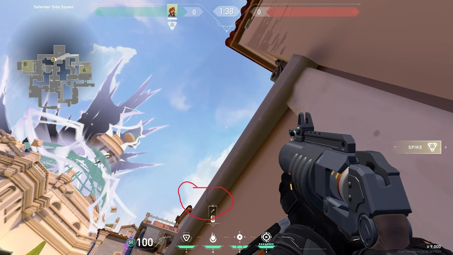 Brimstone Incendiary on Ascent Defense Site A — step 2 of 3: Aim — line up the shot