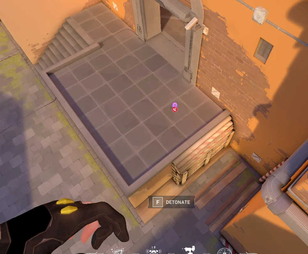 Killjoy Nanoswarm on Ascent Attack Site B — step 3 of 4: Aim — line up the shot