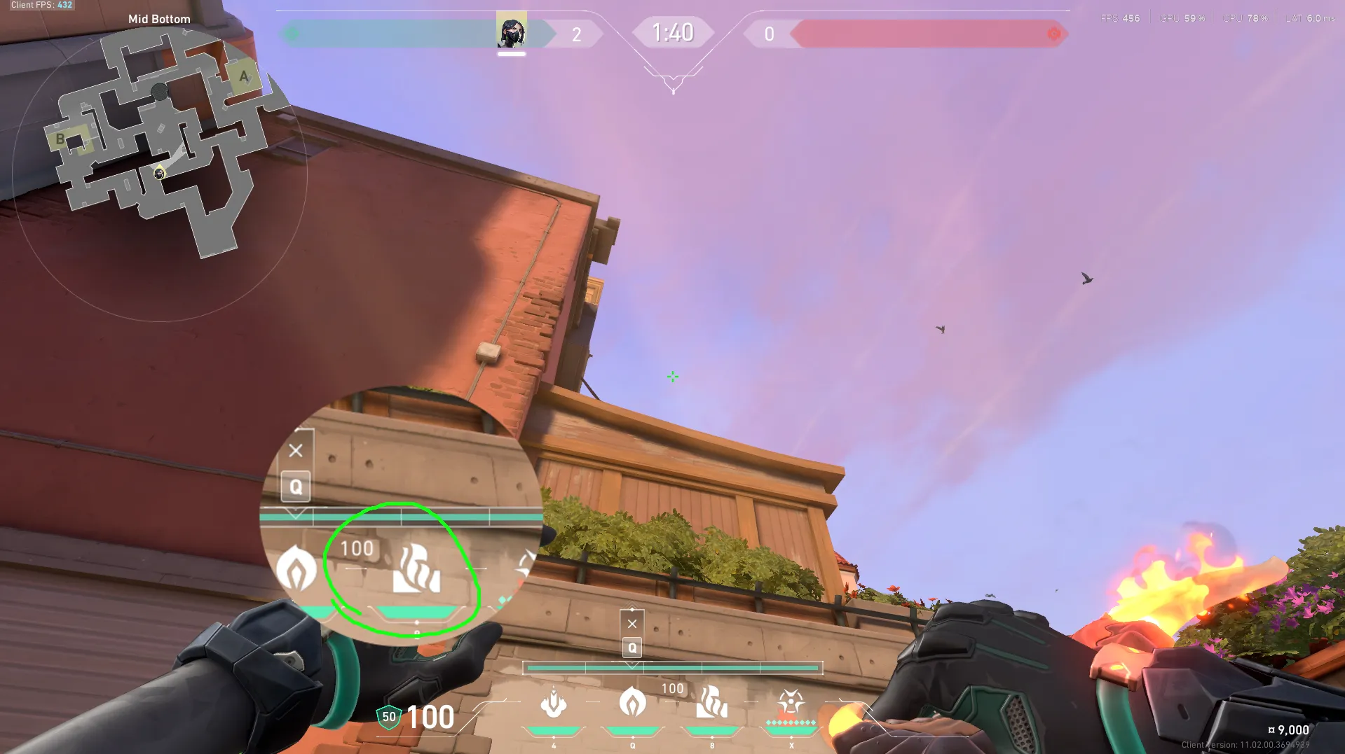Viper Poison Cloud on Sunset Attack Mid — step 2 of 3: Aim — line up the shot