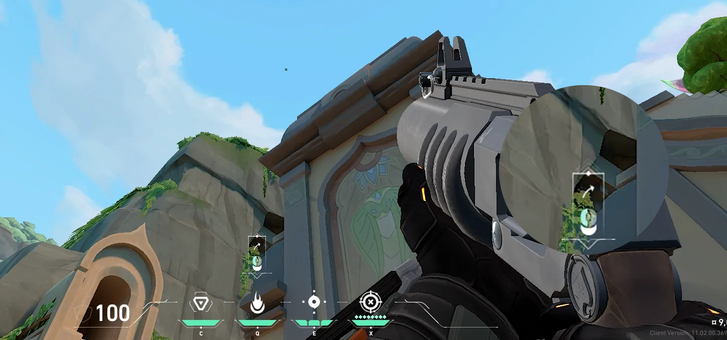 Brimstone Incendiary on Lotus Attack Site C — step 2 of 3: Aim — line up the shot