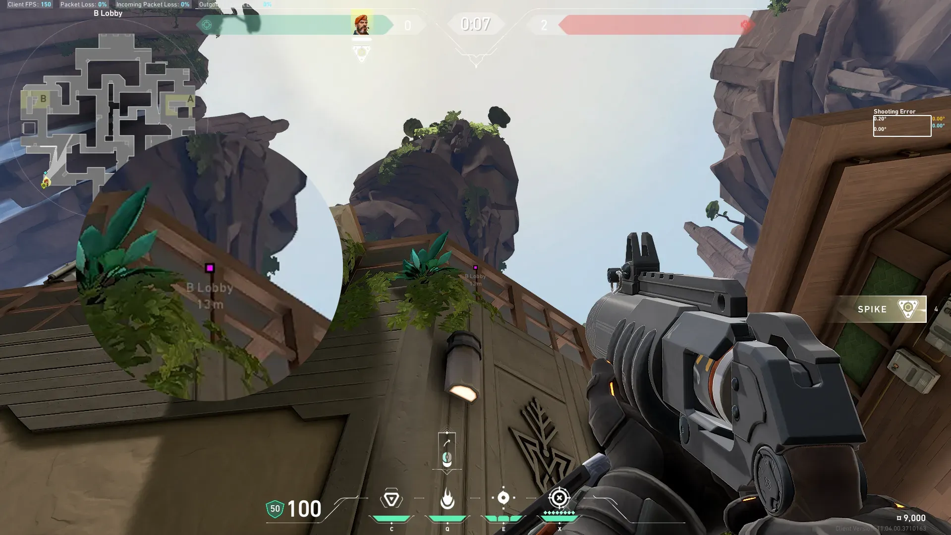 Brimstone Incendiary on Abyss Attack Site B — step 2 of 3: Aim — line up the shot