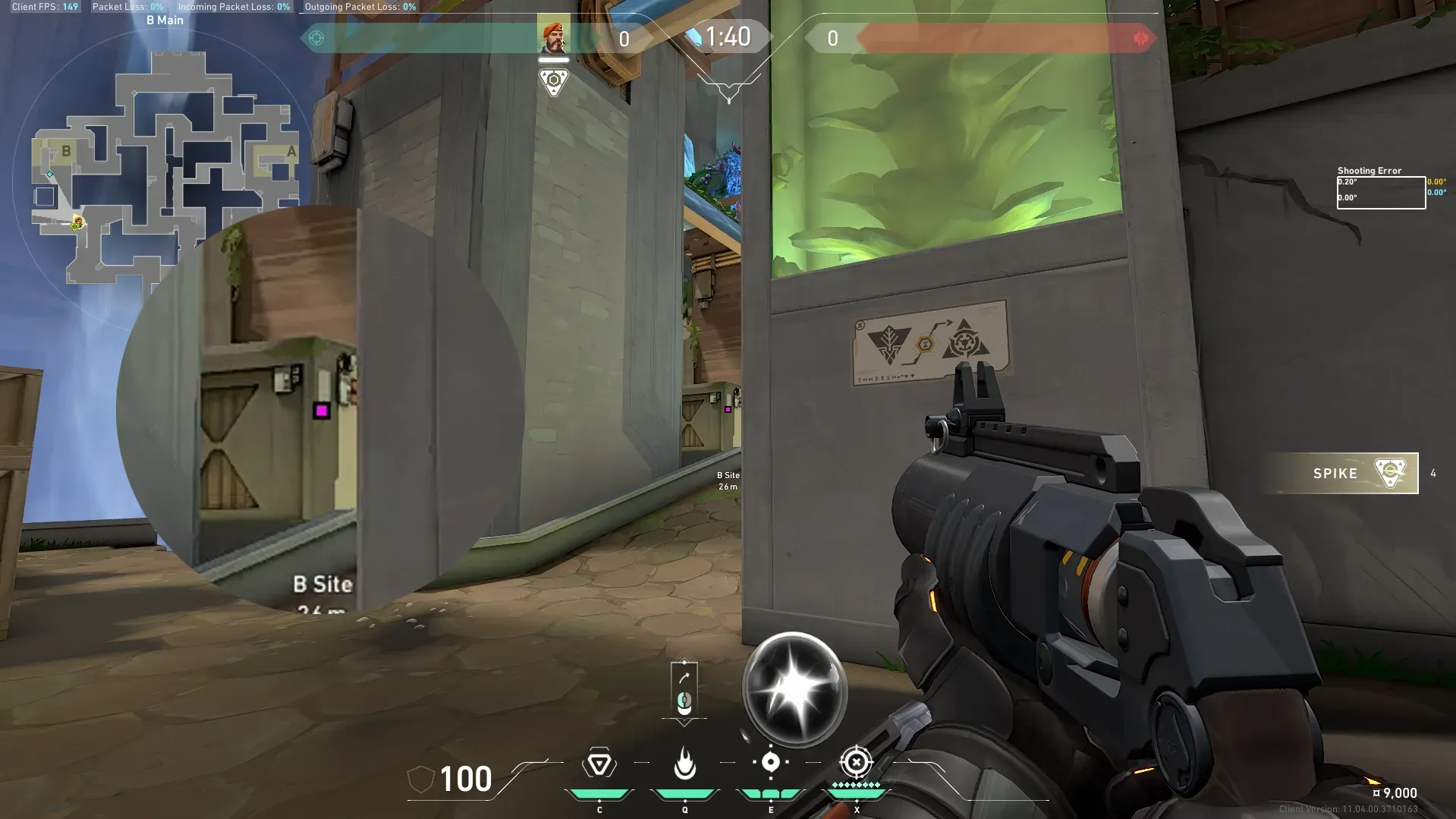 Brimstone Incendiary on Abyss Attack Site B — step 2 of 3: Aim — line up the shot
