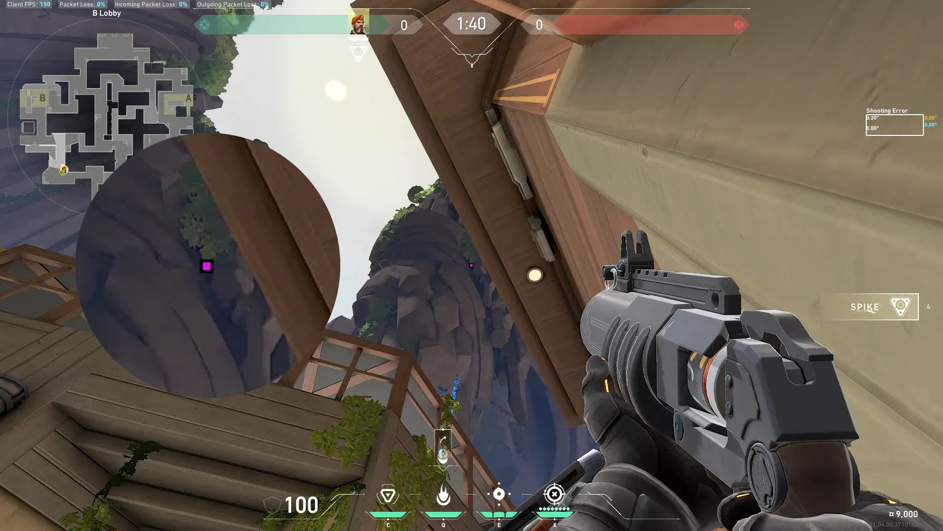 Brimstone Incendiary on Abyss Attack Site B — step 2 of 3: Aim — line up the shot