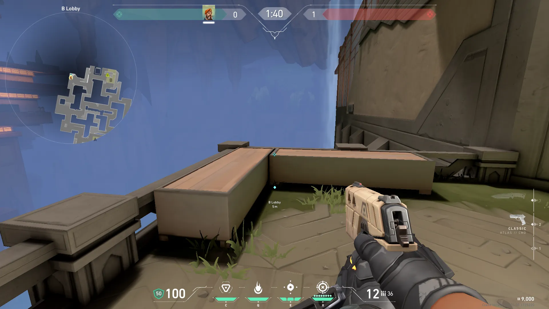 Brimstone Incendiary on Abyss Attack Site B — step 1 of 3: Position — where to stand