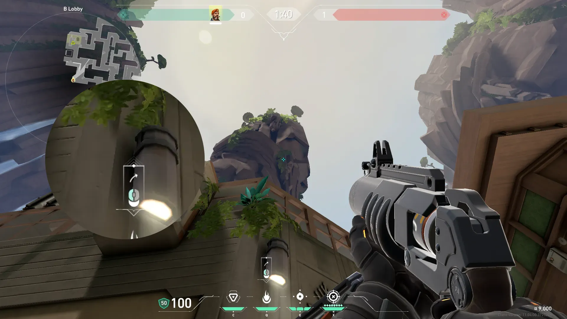 Brimstone Incendiary on Abyss Attack Site B — step 2 of 3: Aim — line up the shot
