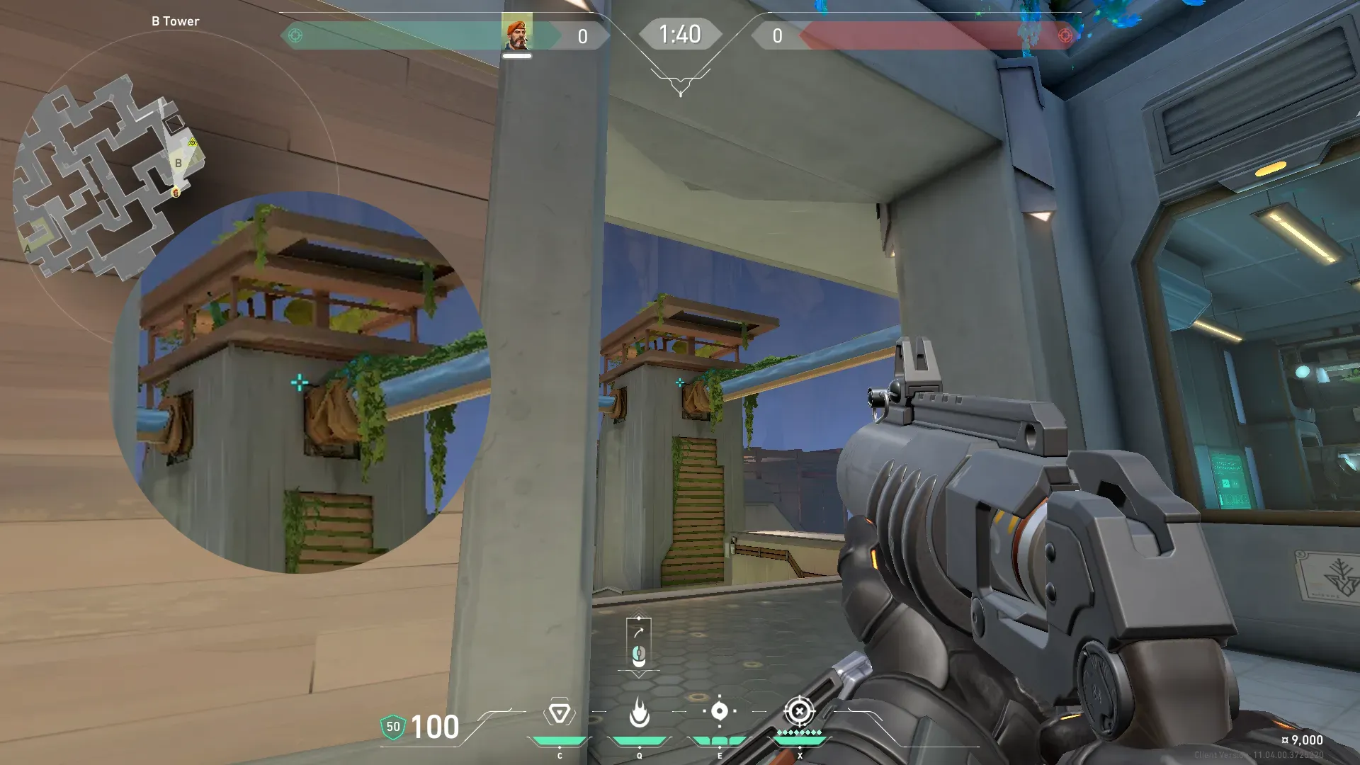 Brimstone Incendiary on Abyss Defense Site B — step 2 of 3: Aim — line up the shot