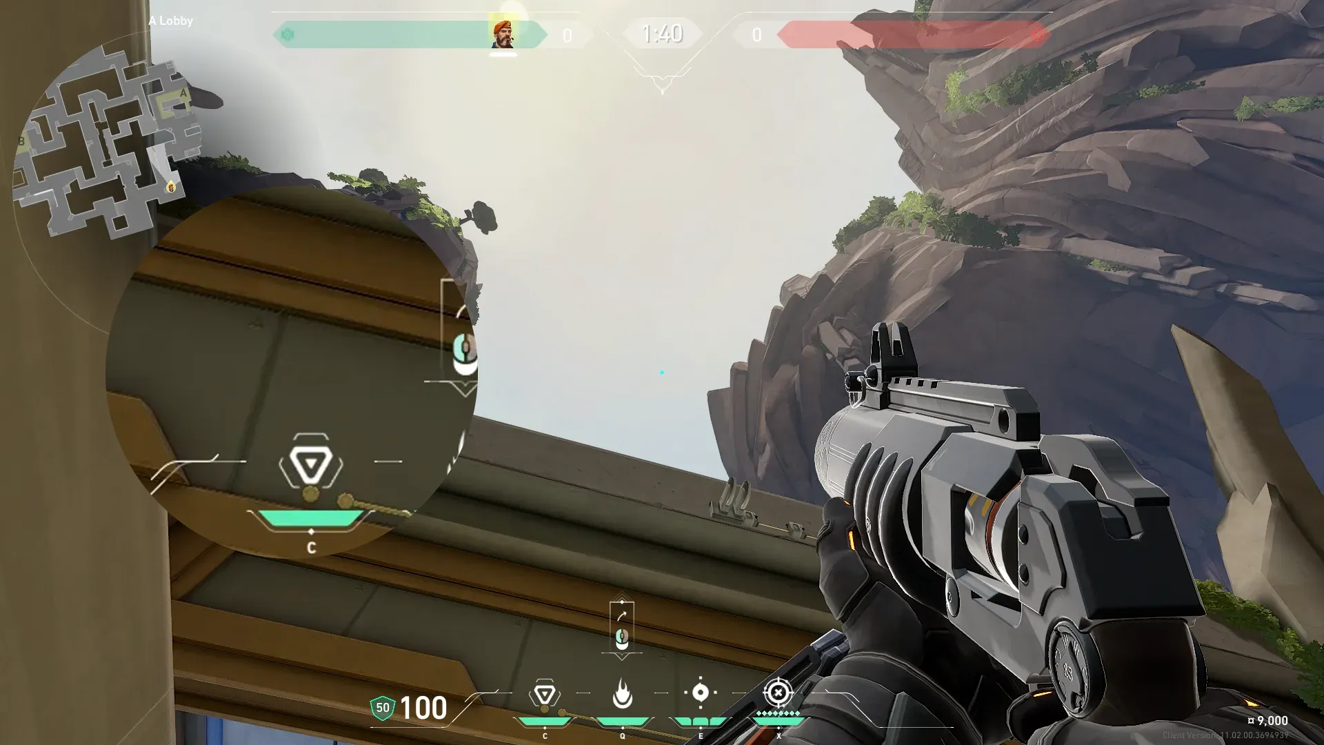 Brimstone Incendiary on Abyss Attack Site A — step 2 of 3: Aim — line up the shot