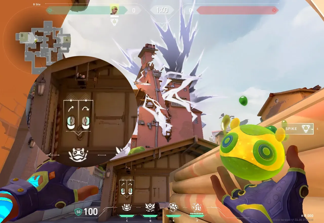 Gekko Mosh Pit on Ascent Defense Site B — step 1 of 2: Position — where to stand