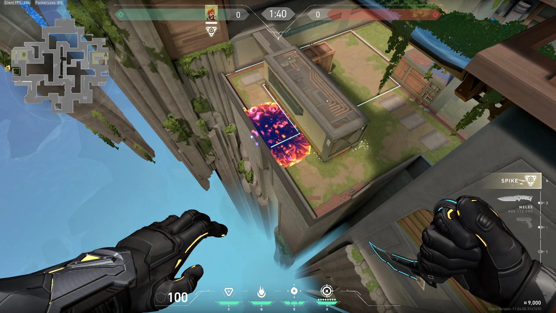 Brimstone Incendiary on Abyss Attack Site B — step 1 of 3: Position — where to stand