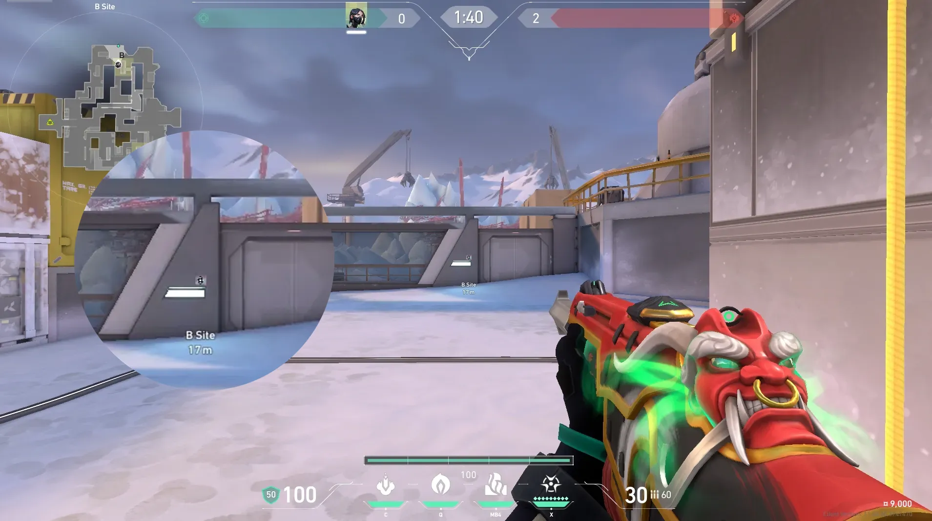 Viper Toxic Screen on Icebox Defense Site B — step 1 of 6: Position — where to stand