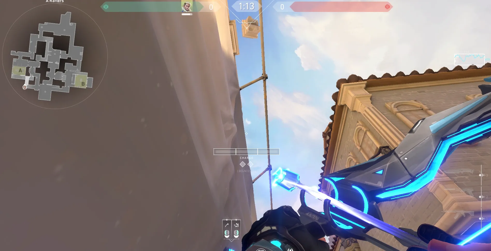 Sova Shock Bolt on Ascent Defense Site A — step 2 of 3: Aim — line up the shot
