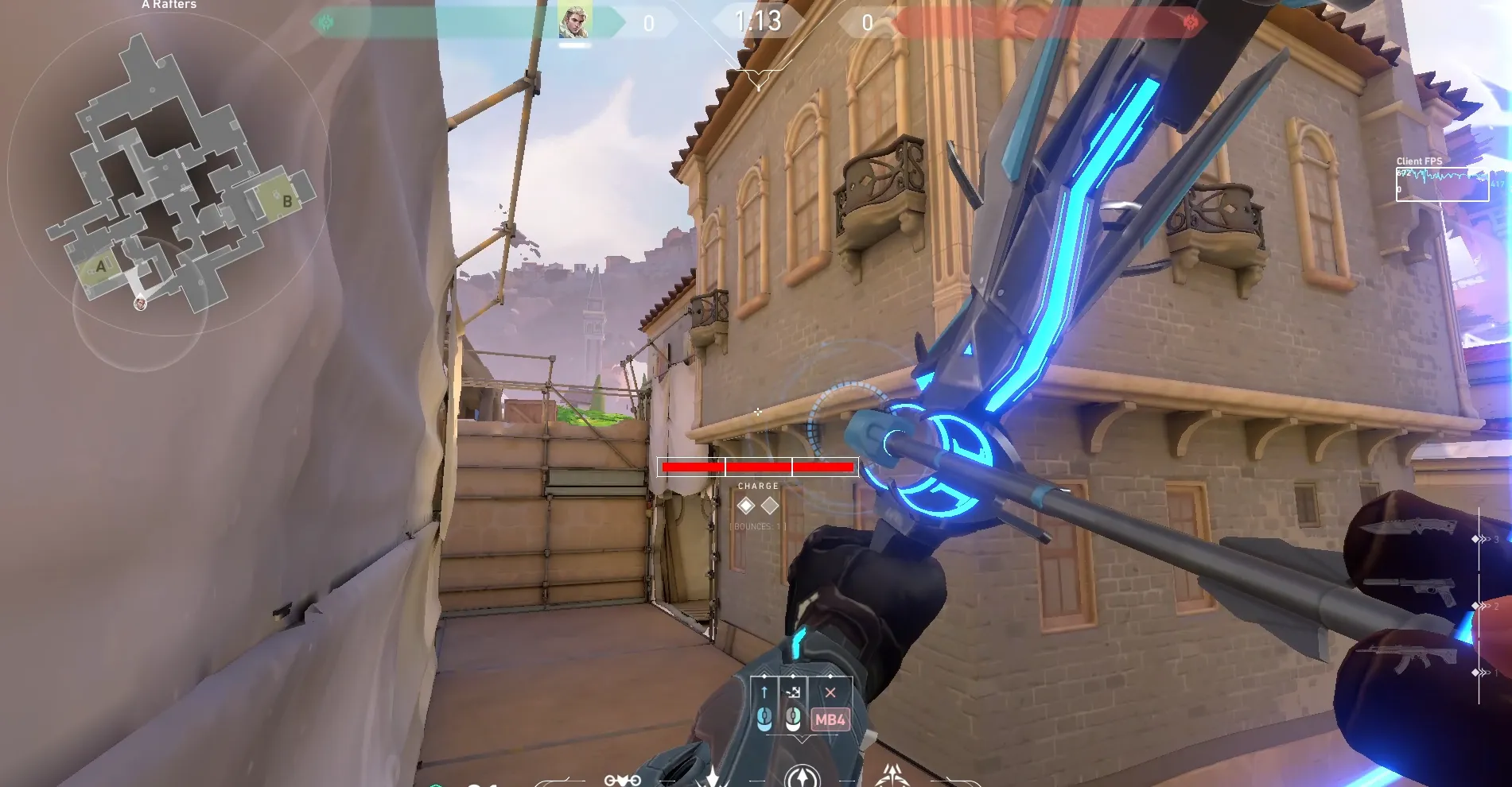 Sova Recon Bolt on Ascent Defense Site A — step 2 of 3: Aim — line up the shot