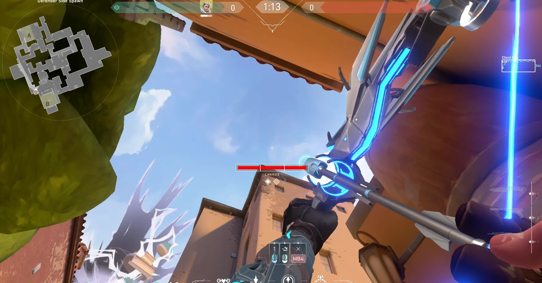 Sova Recon Bolt on Ascent Defense Site A — step 2 of 3: Aim — line up the shot