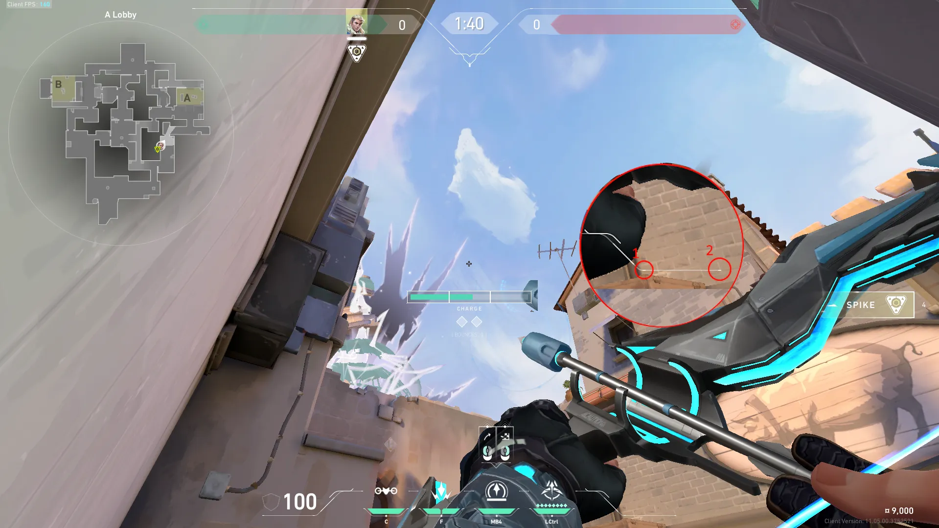 Sova Recon Bolt on Ascent Attack Site A — step 2 of 3: Aim — line up the shot