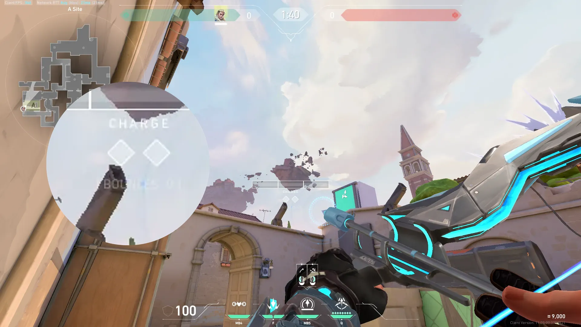 Sova Recon Bolt on Ascent Defense Site A — step 2 of 3: Aim — line up the shot