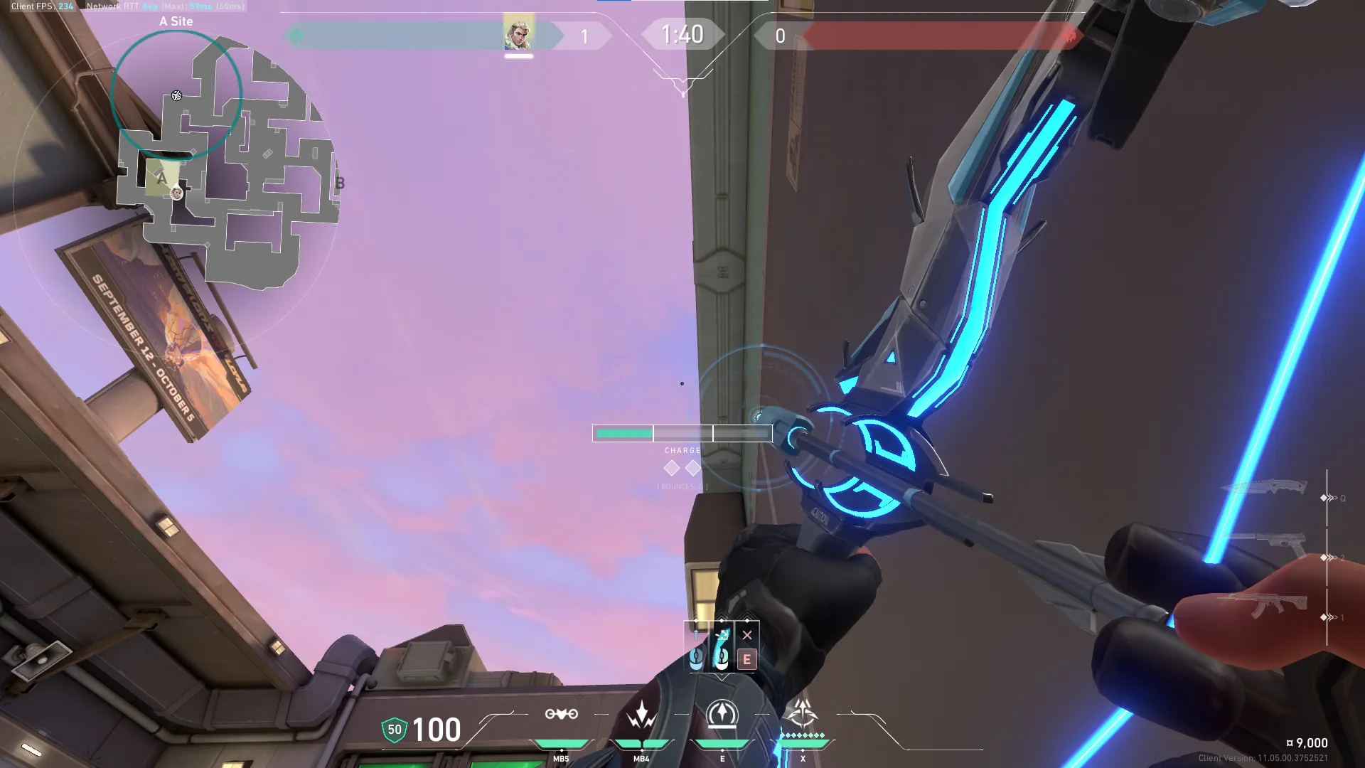 Sova Recon Bolt on Sunset Defense Site A — step 2 of 4: Aim — line up the shot
