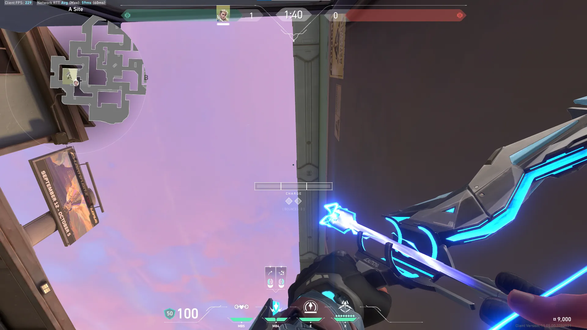 Sova Shock Bolt on Sunset Defense Site A — step 4 of 6: Aim — line up the shot