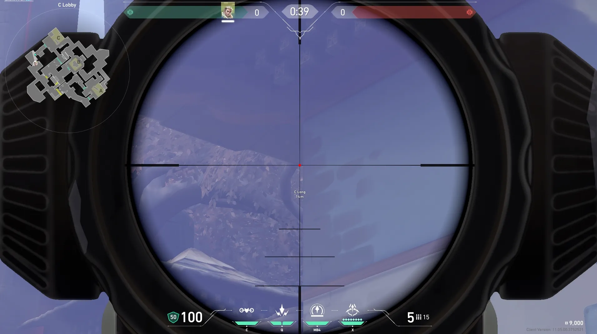 Sova Shock Bolt on Haven Attack Site C — step 5 of 8: Aim — line up the shot