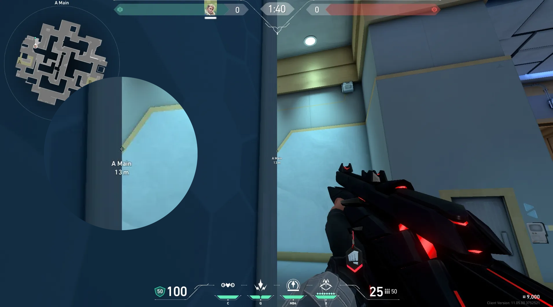 Sova Recon Bolt on Abyss Attack Site A — step 2 of 6: Aim — line up the shot