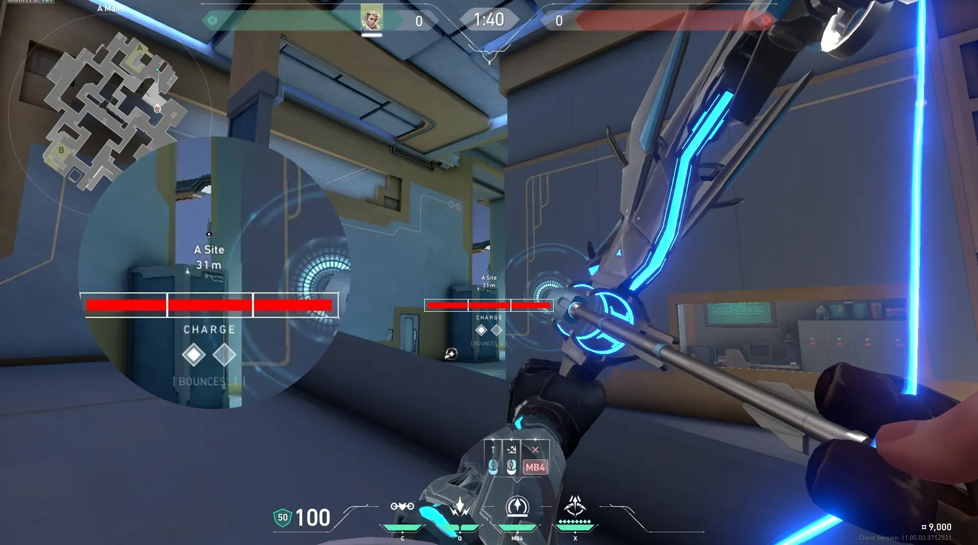 Sova Recon Bolt on Abyss Attack Site A — step 5 of 6: Aim — line up the shot