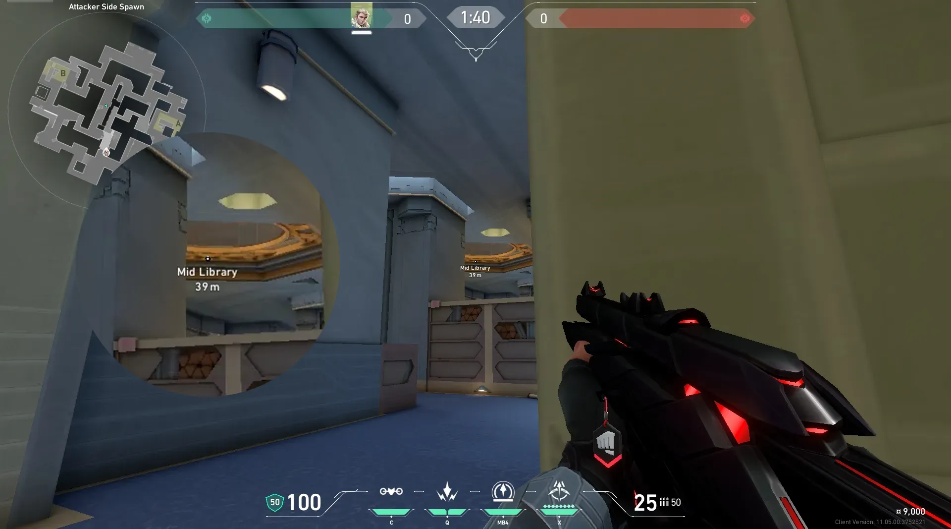 Sova Recon Bolt on Abyss Attack Mid — step 2 of 5: Aim — line up the shot