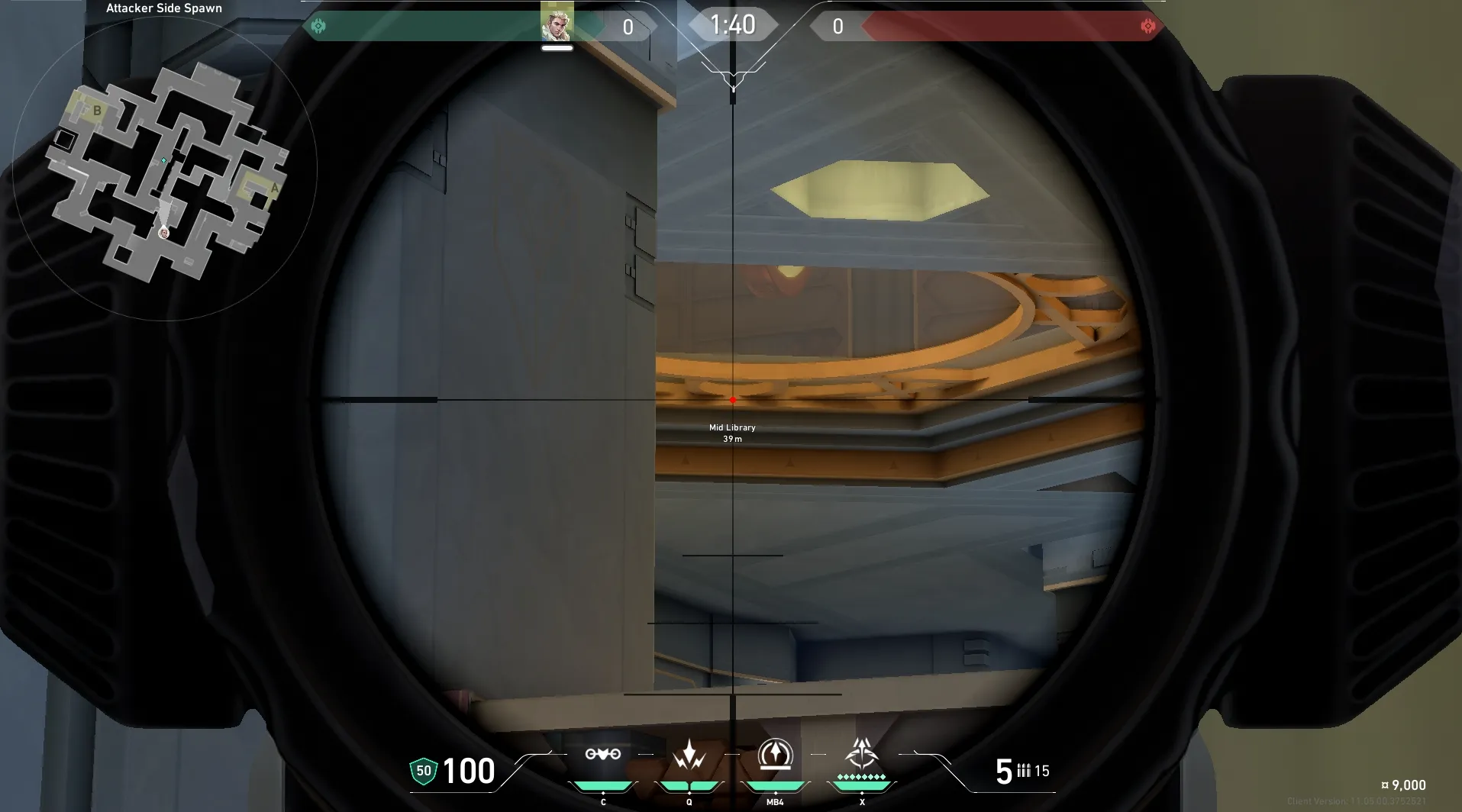 Sova Recon Bolt on Abyss Attack Mid — step 3 of 5: Aim — line up the shot