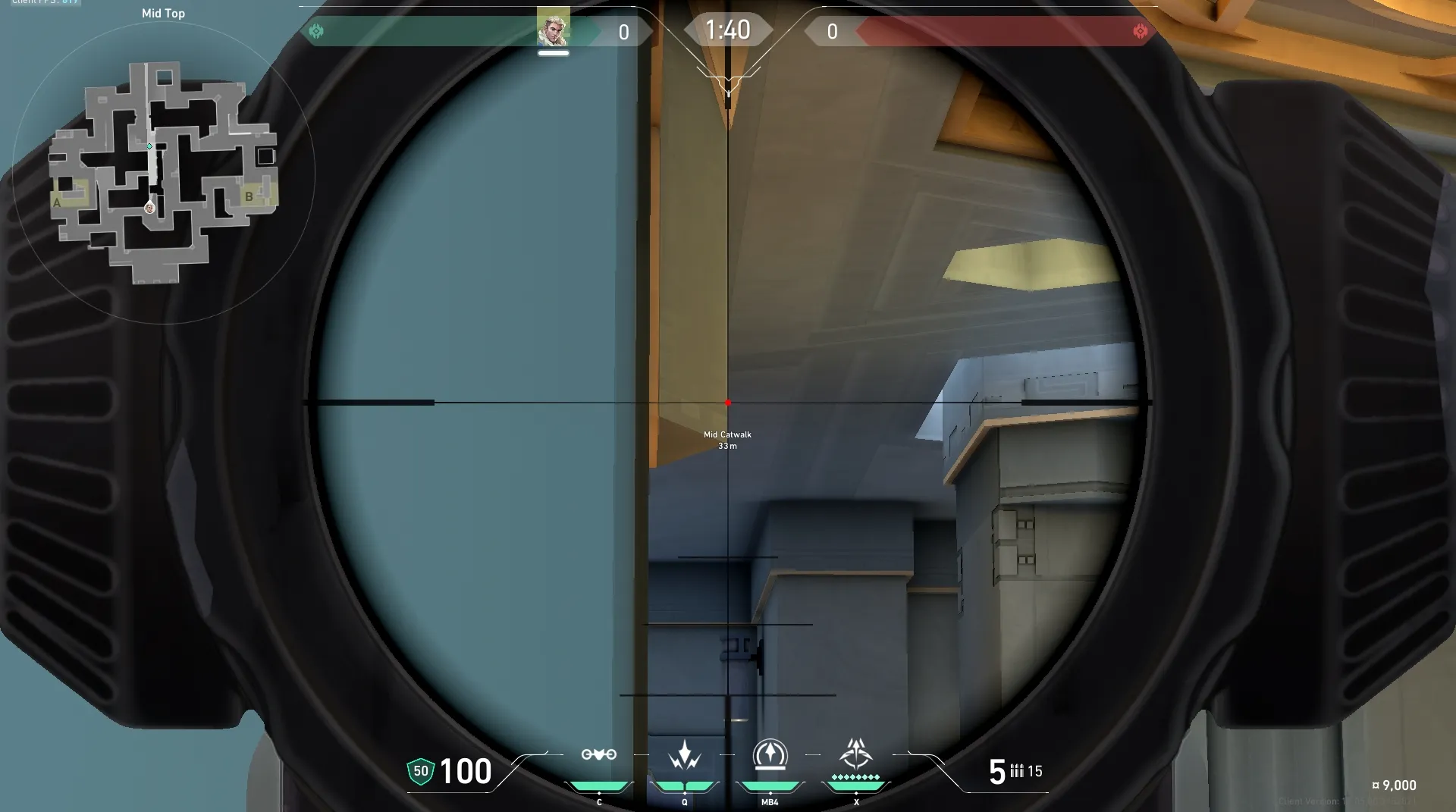 Sova Recon Bolt on Abyss Defense Mid — step 4 of 5: Aim — line up the shot