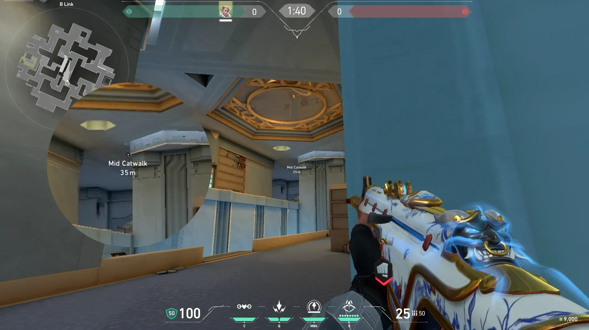 Sova Recon Bolt on Abyss Attack Mid — step 2 of 5: Aim — line up the shot