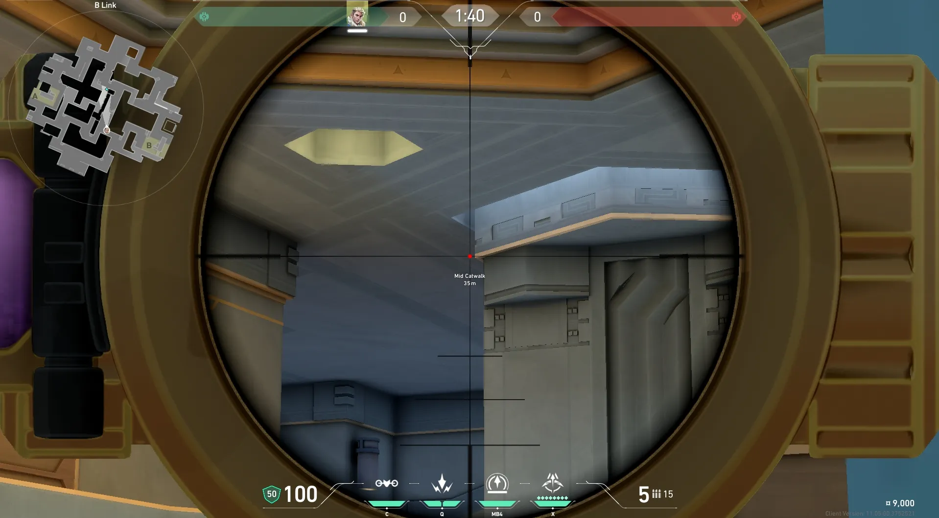 Sova Recon Bolt on Abyss Attack Mid — step 3 of 5: Aim — line up the shot
