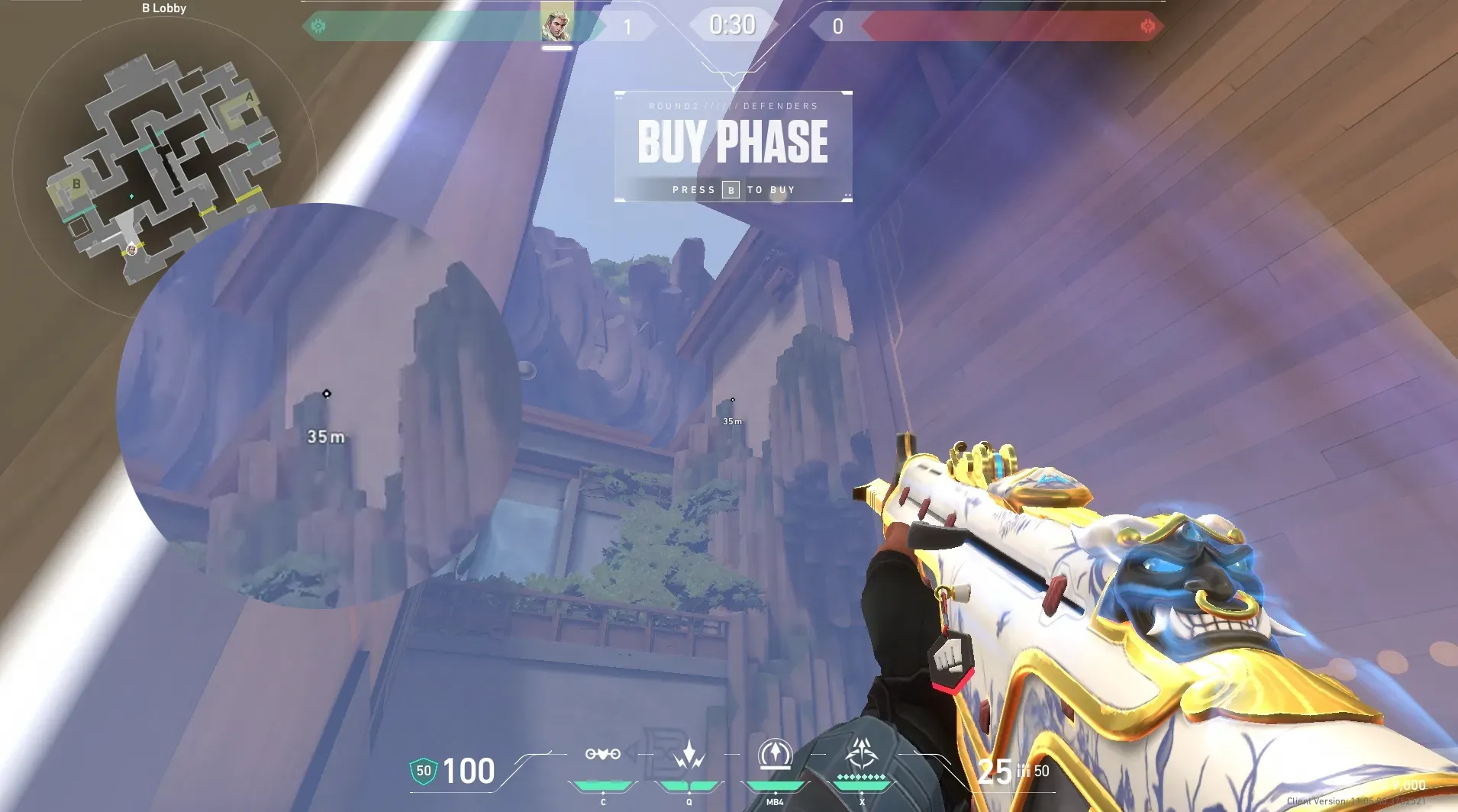 Sova Recon Bolt on Abyss Attack Site B — step 3 of 7: Aim — line up the shot