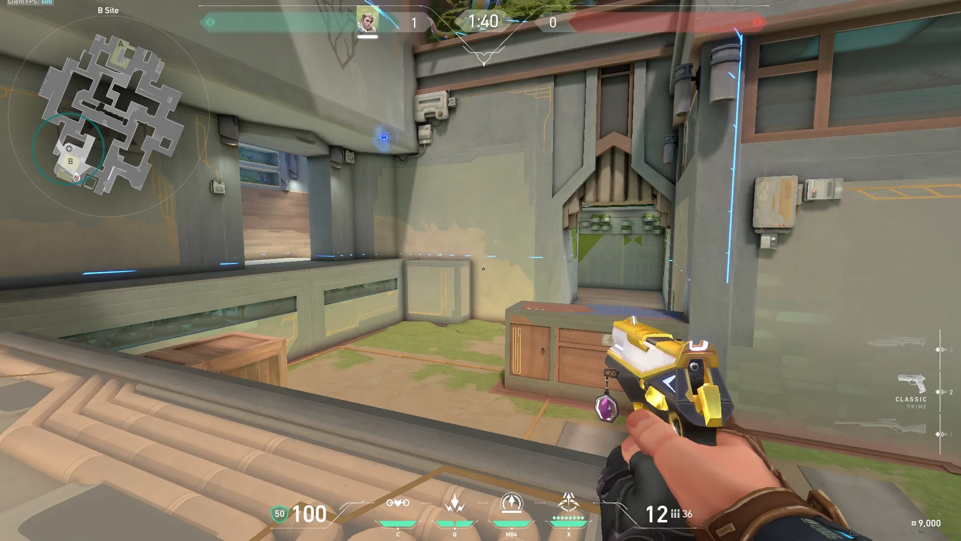 Sova Recon Bolt on Abyss Attack Site B — step 6 of 7: Aim — line up the shot