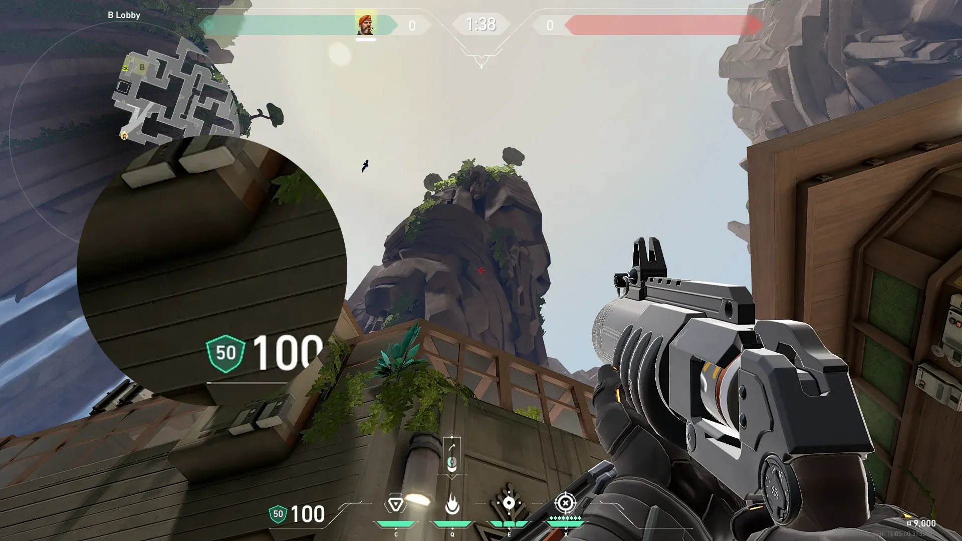 Brimstone Incendiary on Abyss Attack Site B — step 2 of 3: Aim — line up the shot