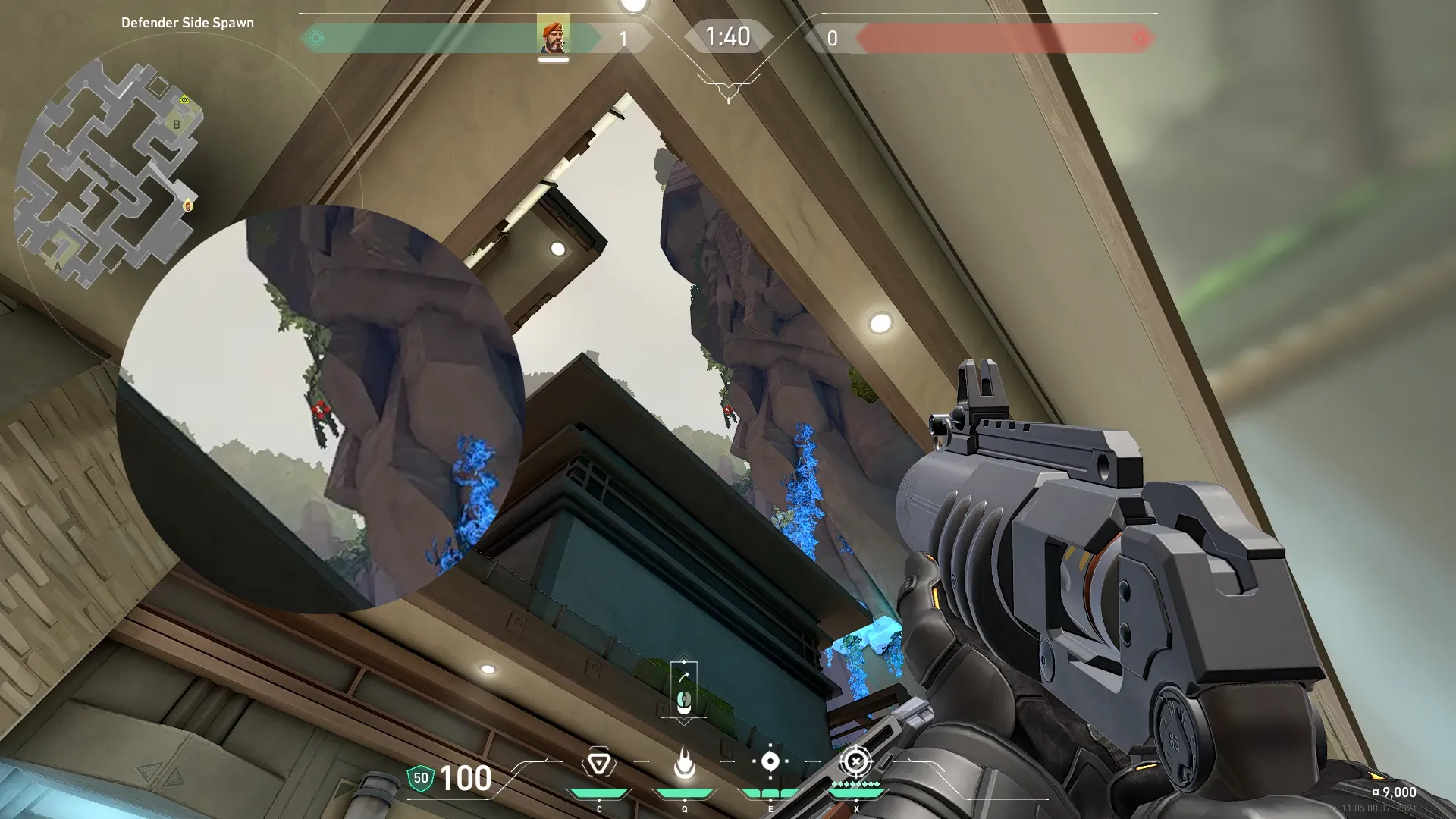 Brimstone Incendiary on Abyss Attack Site B — step 2 of 3: Aim — line up the shot