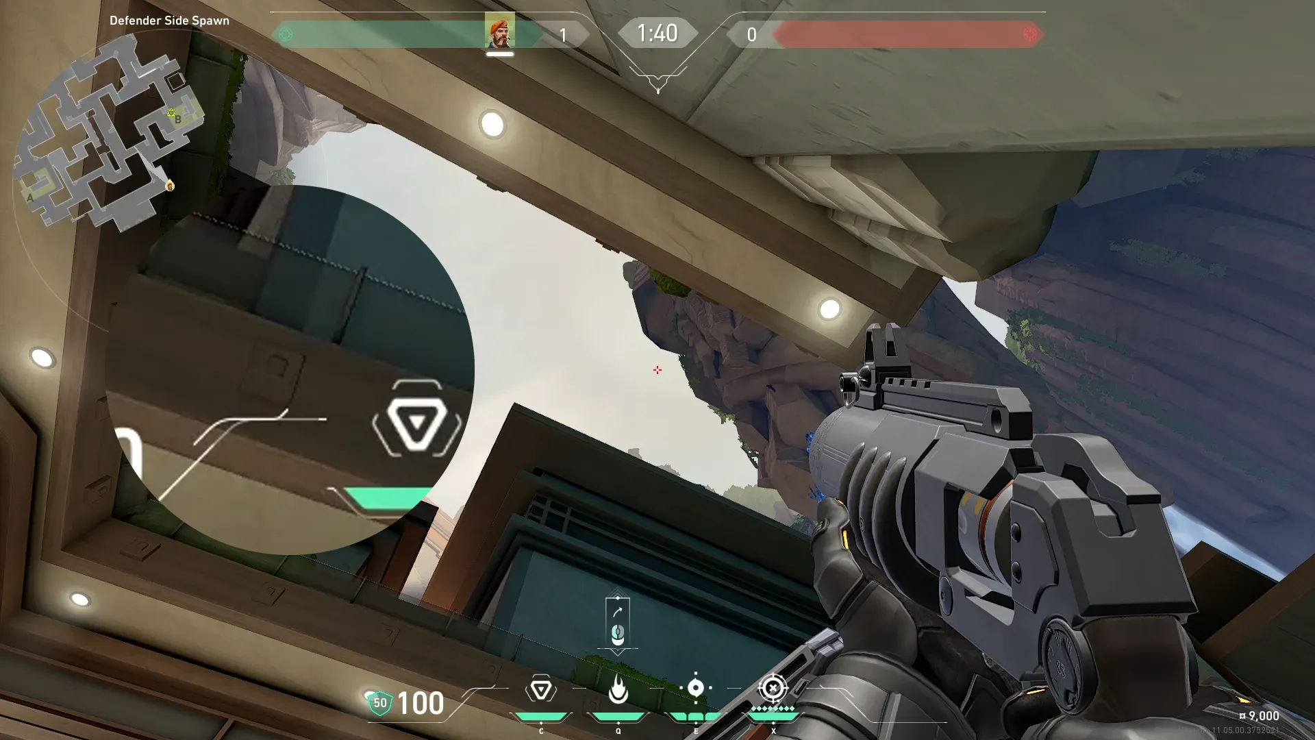 Brimstone Incendiary on Abyss Attack Site B — step 2 of 3: Aim — line up the shot