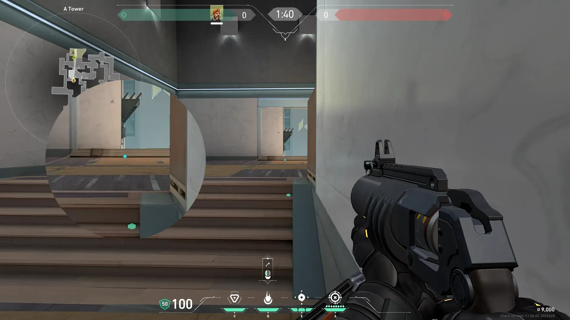 Brimstone Incendiary on Split Defense Site A — step 2 of 3: Aim — line up the shot