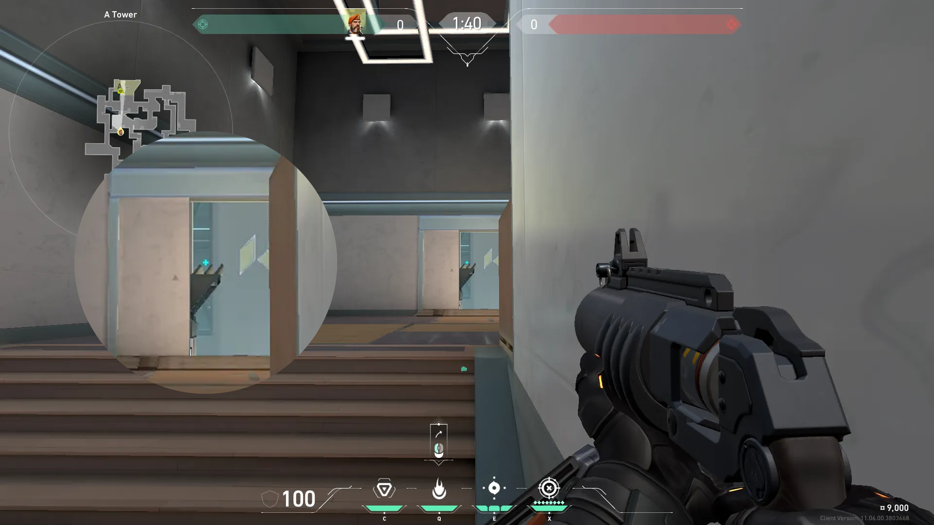 Brimstone Incendiary on Split Defense Site A — step 2 of 3: Aim — line up the shot