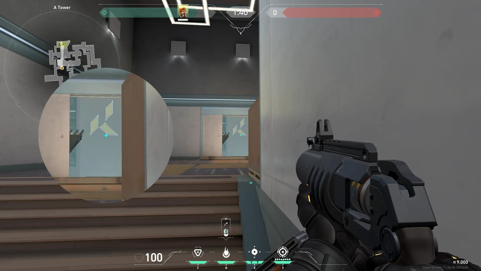 Brimstone Incendiary on Split Defense Site A — step 2 of 3: Aim — line up the shot
